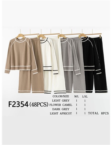 Co-Ord contrast knit sweater + Trousers