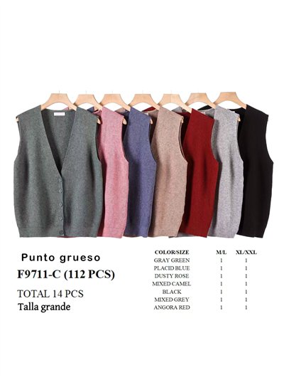 Chaleco punto cálido canalé talla grande 2