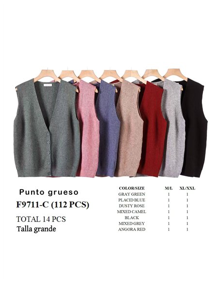 Chaleco punto cálido canalé talla grande