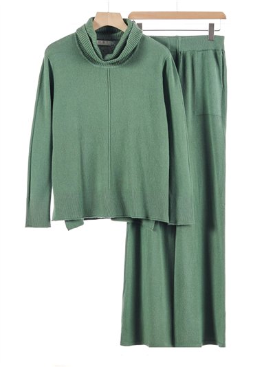 Conjunto Jersey punto cálido cuello vuelto + Pantalón