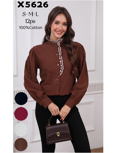 Camisa bordado cuello alto aplique rizo 2