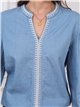 Blusa denim bordada