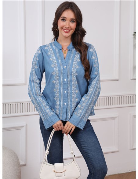 Camisa denim bordada