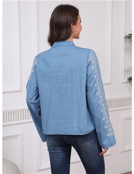 Camisa denim bordada