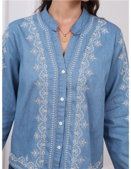 Camisa denim bordada