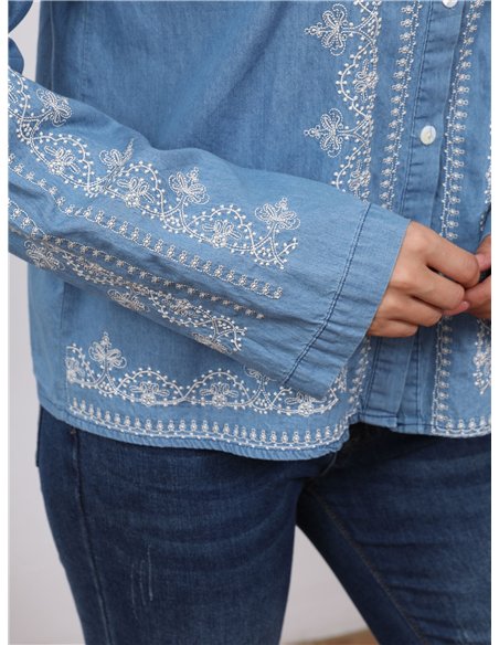 Camisa denim bordada