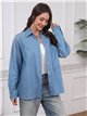Oversized denim shirt with rhinestone