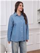Oversized denim shirt with rhinestone