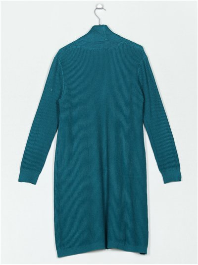 Cárdigan largo canalé bolsillos 2