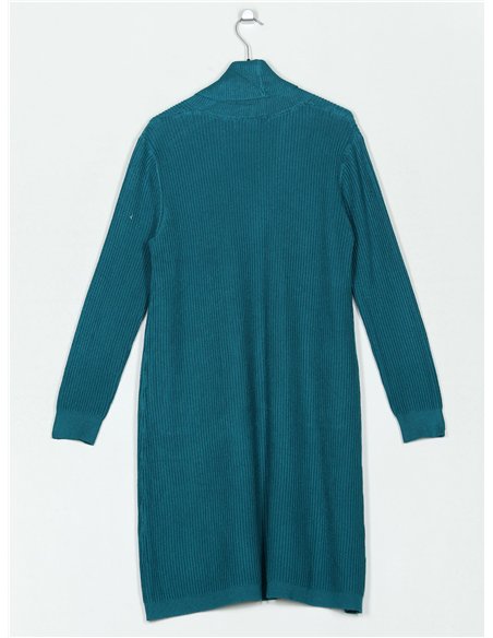 Cárdigan largo canalé bolsillos