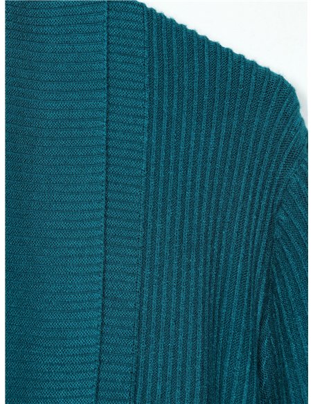 Cárdigan largo canalé bolsillos