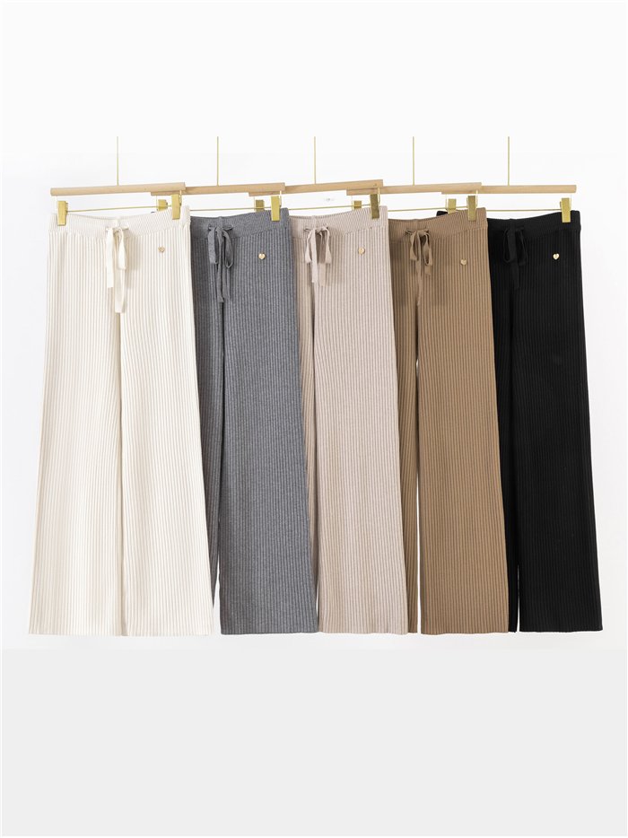 Pantalón recto punto canalé