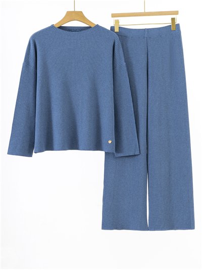Conjunto Jersey amplio canalé + Pantalón