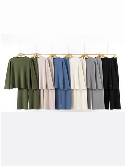 Conjunto Jersey amplio canalé + Pantalón 2