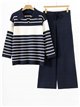 Conjunto Jersey amplio rayas cuello polo + Pantalón wide leg