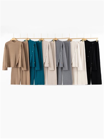 Conjunto Jersey canalé botones + Pantalón