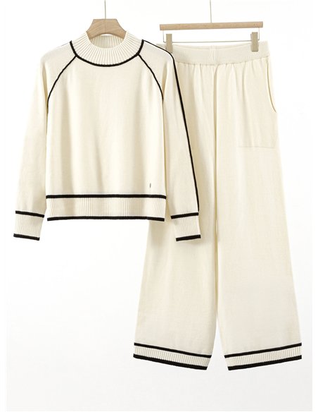 Conjunto Jersey contraste + Pantalón