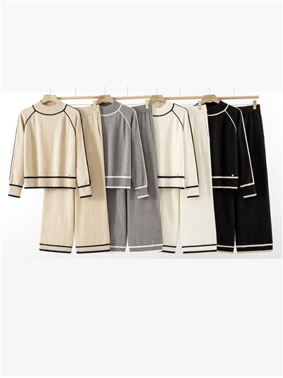 Conjunto Jersey contraste + Pantalón