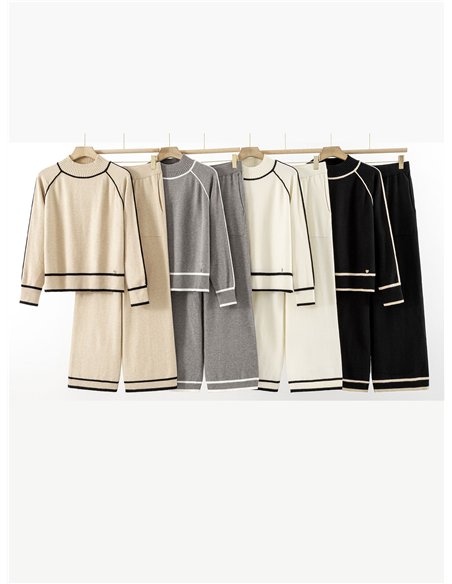 Conjunto Jersey contraste + Pantalón