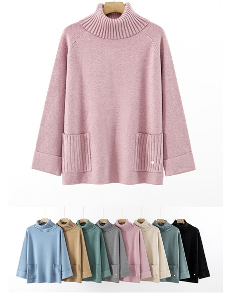 Jersey bolsillo cuello vuelto talla grande