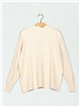 High neck sweater with pleated sleeves