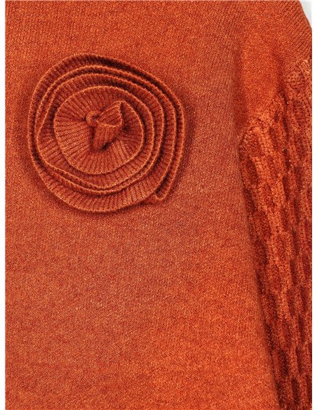 Textured soft sweater with brooch detail