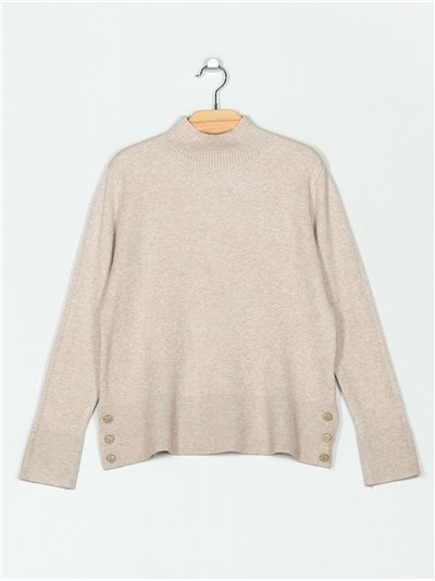 Jersey cálido cuello perkins detalle botones