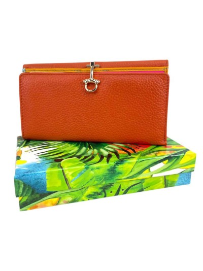 Contrast leather wallet with click closure - CG-DN978 2