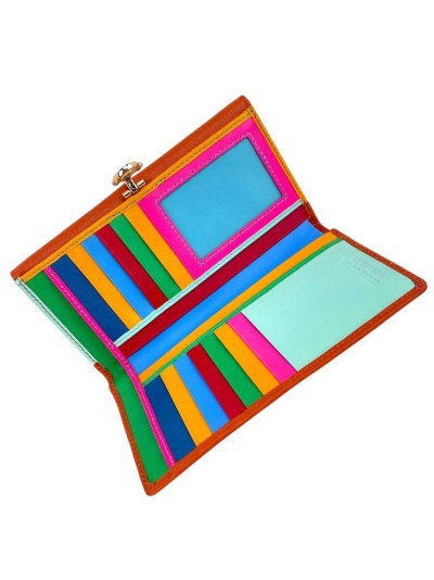 Portafoglio in pelle porta carte multicolore con chiusura a scatto - CG-DN978 2