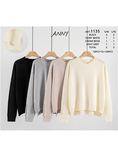 Jersey estructura trenzas cuello redondo 2