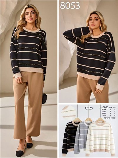 Jersey amplio franjas perlas 2