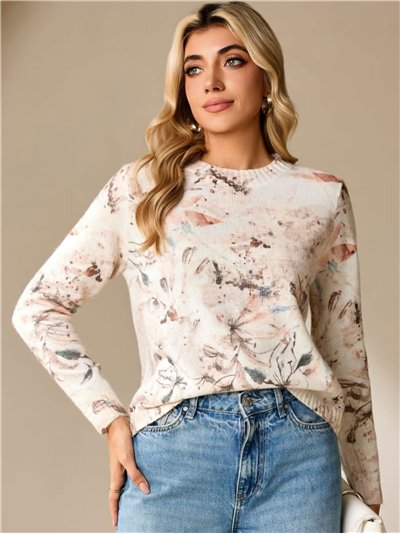Jersey floral cuello redondo