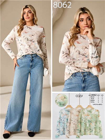 Jersey floral cuello redondo 2