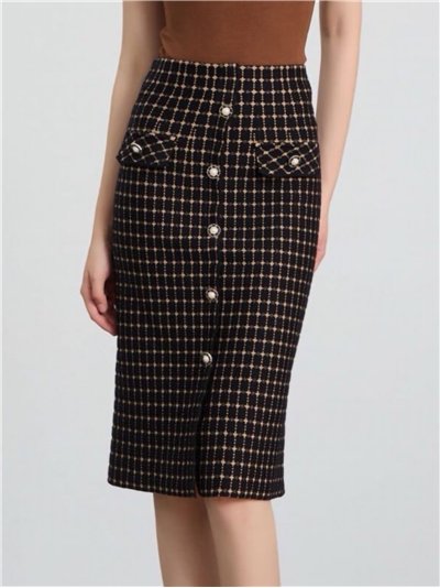 Falda midi punto botones