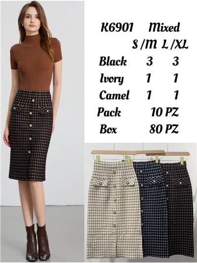 Falda midi punto botones 2