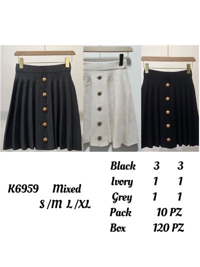 Falda mini punto plisada botones vuelos 2