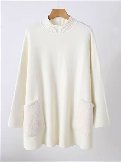 Jersey amplio bolsillos con pelo