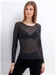 Camiseta semitransparente strass