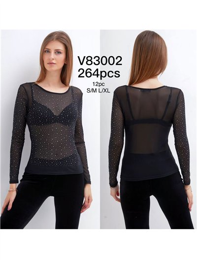 Camiseta semitransparente strass 2