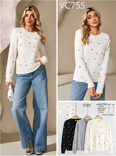 Jersey lunares bordados 2