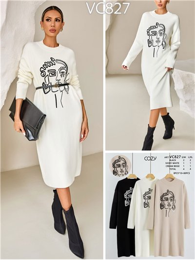 Vestido punto bordado 2