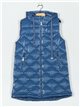 Patent finish water repellent long waistcoat with hood