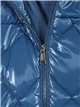 Patent finish water repellent long waistcoat with hood
