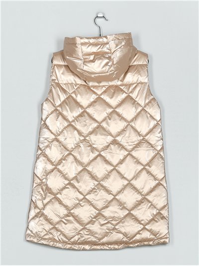 Chaleco largo acharolado capucha water repellent 2