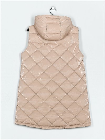Chaleco largo acharolado capucha water repellent 2
