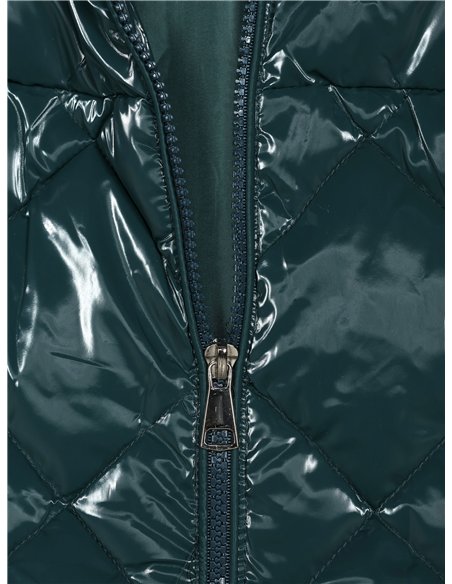 Chaleco largo acharolado capucha water repellent