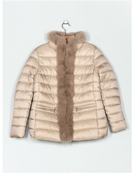 Anorak with a high collar and faux fur