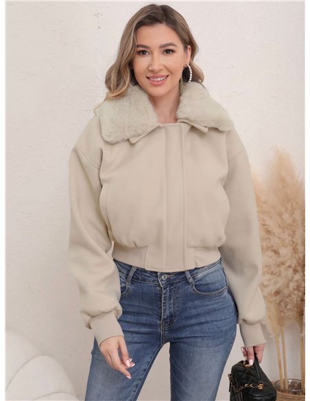 Bomber paño cuello pelo