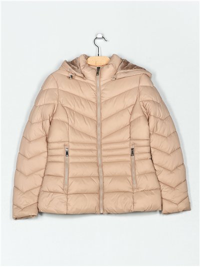 Anorak corto capucha forro polar