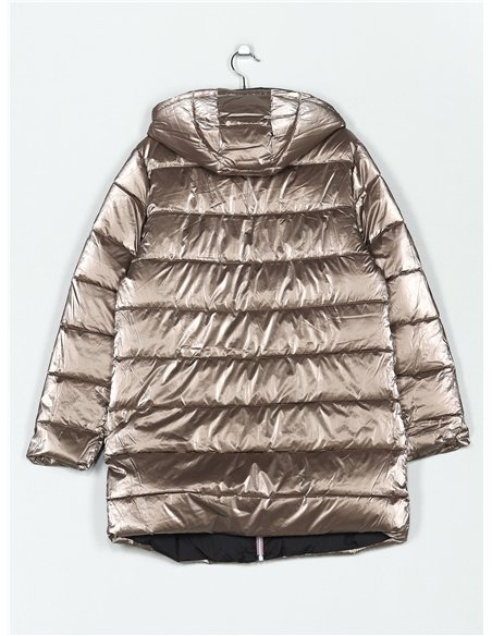 Anorak amplio reversible metalizado capucha